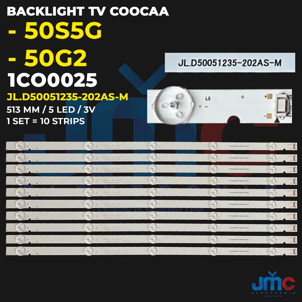 Backlight TV COOCAA 50 Inch 50S5G 50G2 JL.D50051235-202AS-M atau 5800-W50000-8P00 VER1.0