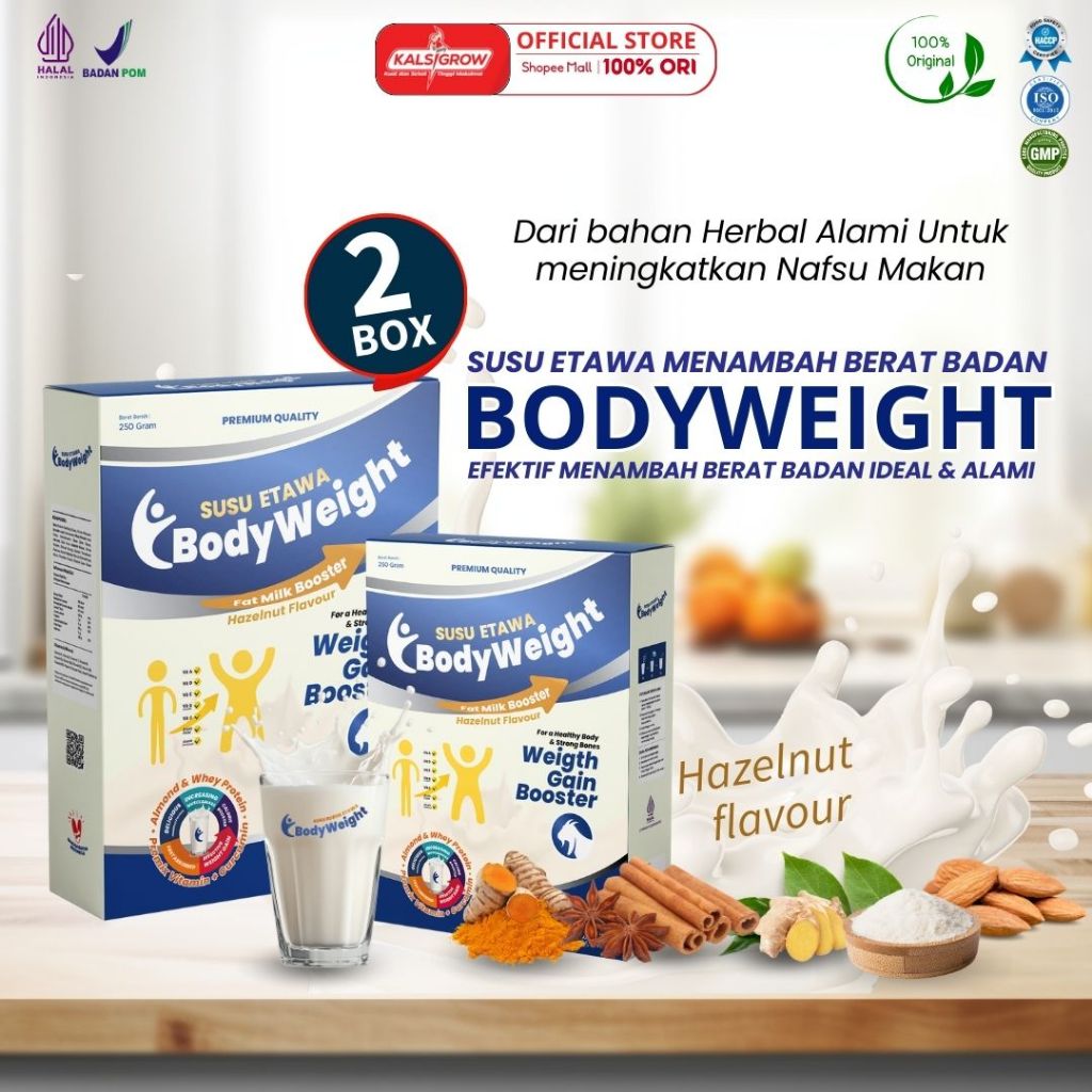 

BodyWeight Susu Kambing Etawa Penambah Badan Susu Etawa Membantu Meningkatkan Nafsu Makan dan Masa Otot Kemasan Paket 2 Box
