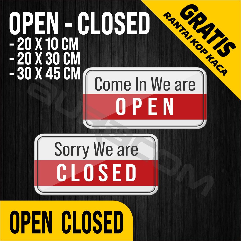 COD,OPEN CLOSED Akrilik siap Pakai/Acrylic Open Closed Design Retro / Custom-FreeDesign ( A 336 )