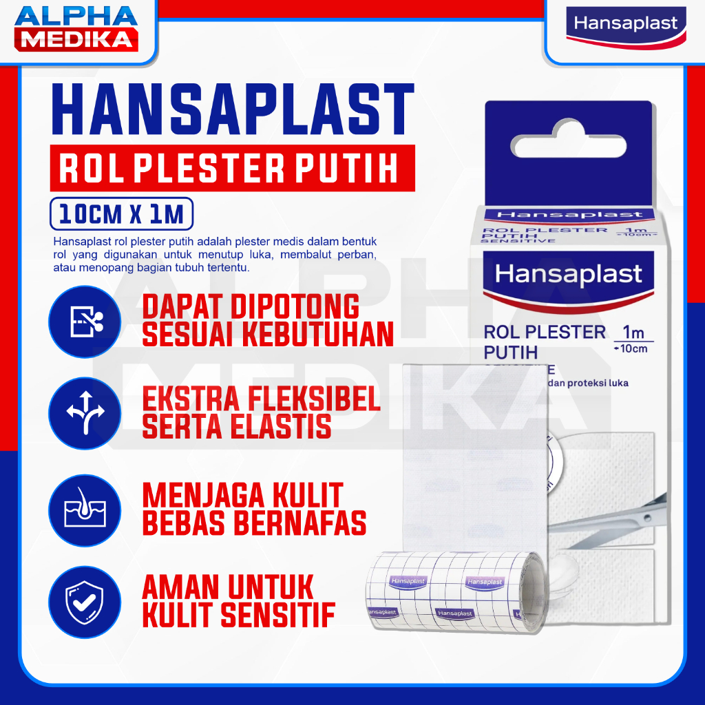 Hansaplast Rol Plester Putih 1 m x 10 cm / Plester luka / Hansaplast Plester Luka