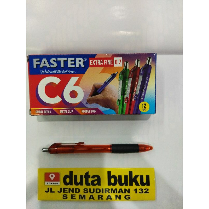 

(1 Pcs) Pen Pena Bolpoin Pulpen Faster C6 0.7mm Hitam