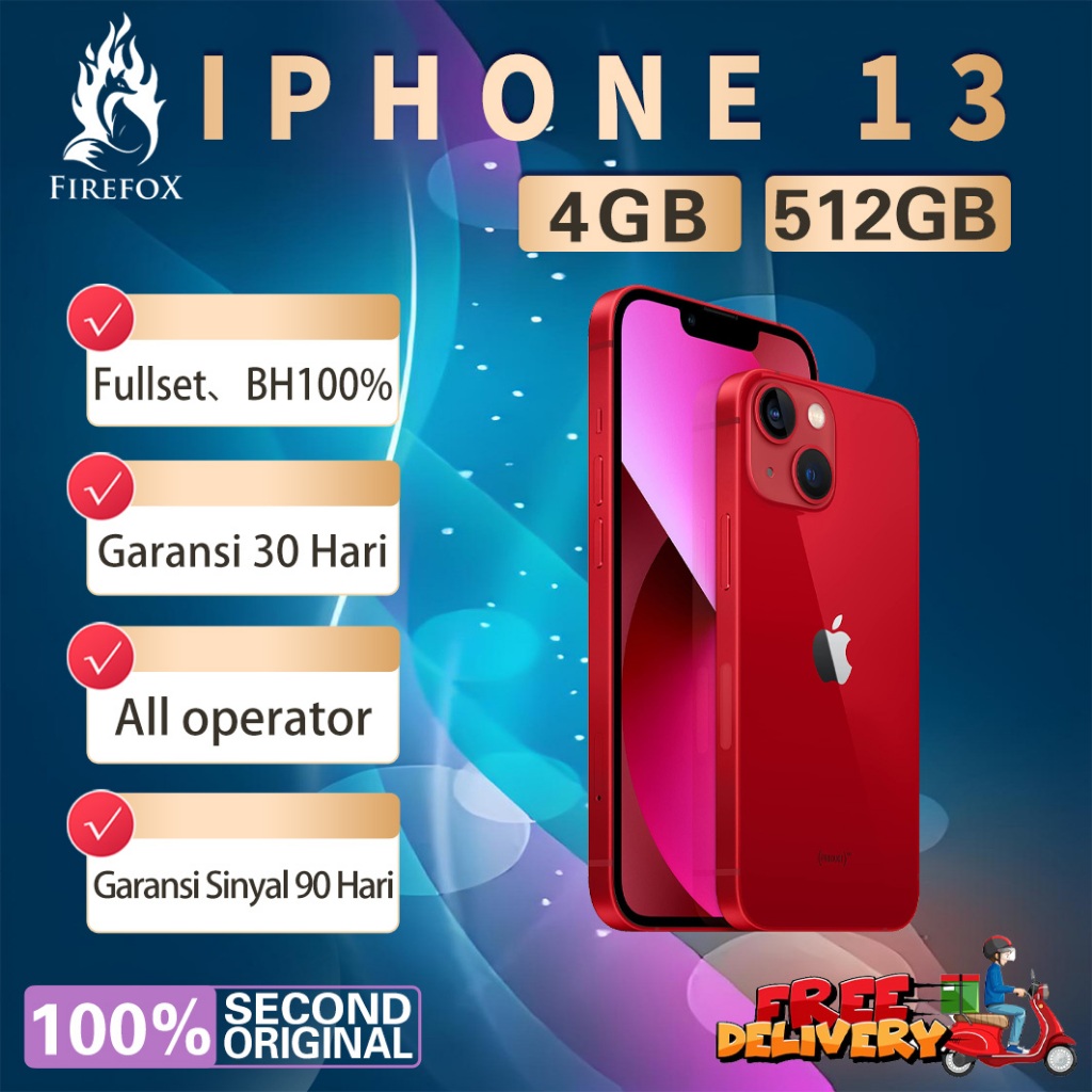 iPhone 13 512GB Second/Bekas Original100% EX-INTER 6.1"OLED-Ori Fullset Mulus Normal Like New Phone