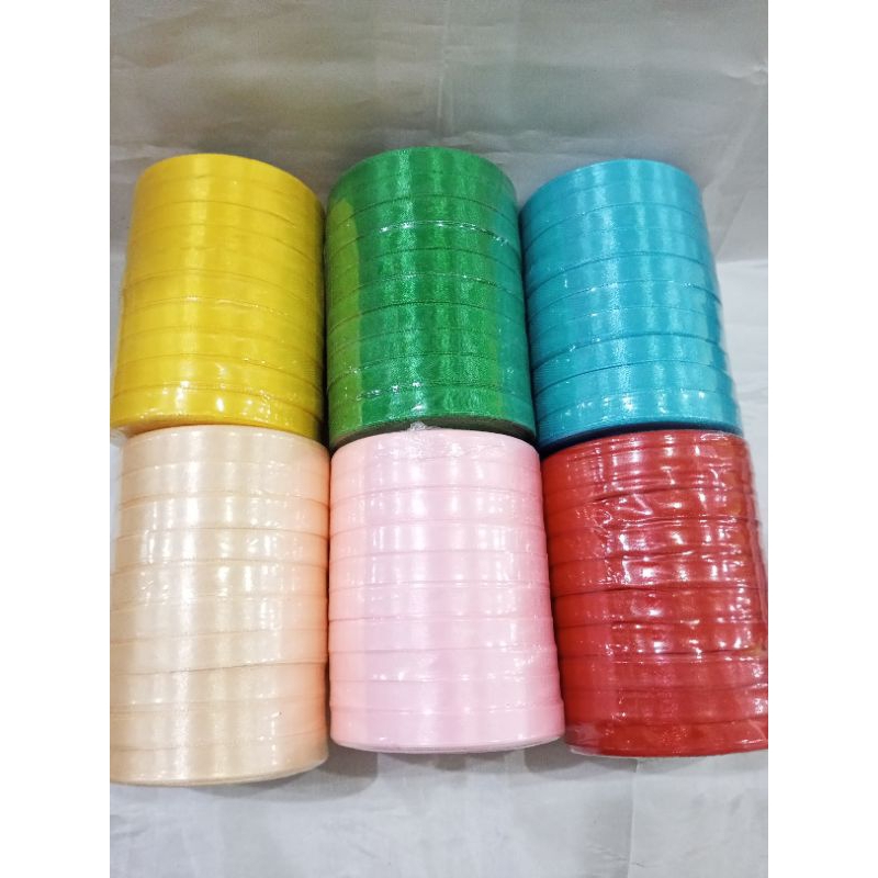 

[Per Rol] Pita Saten Lebar 1Cm/Pita Saten 3/8 Inch/Pita Hias Buket/Pita Hias Kado isi 20Yard