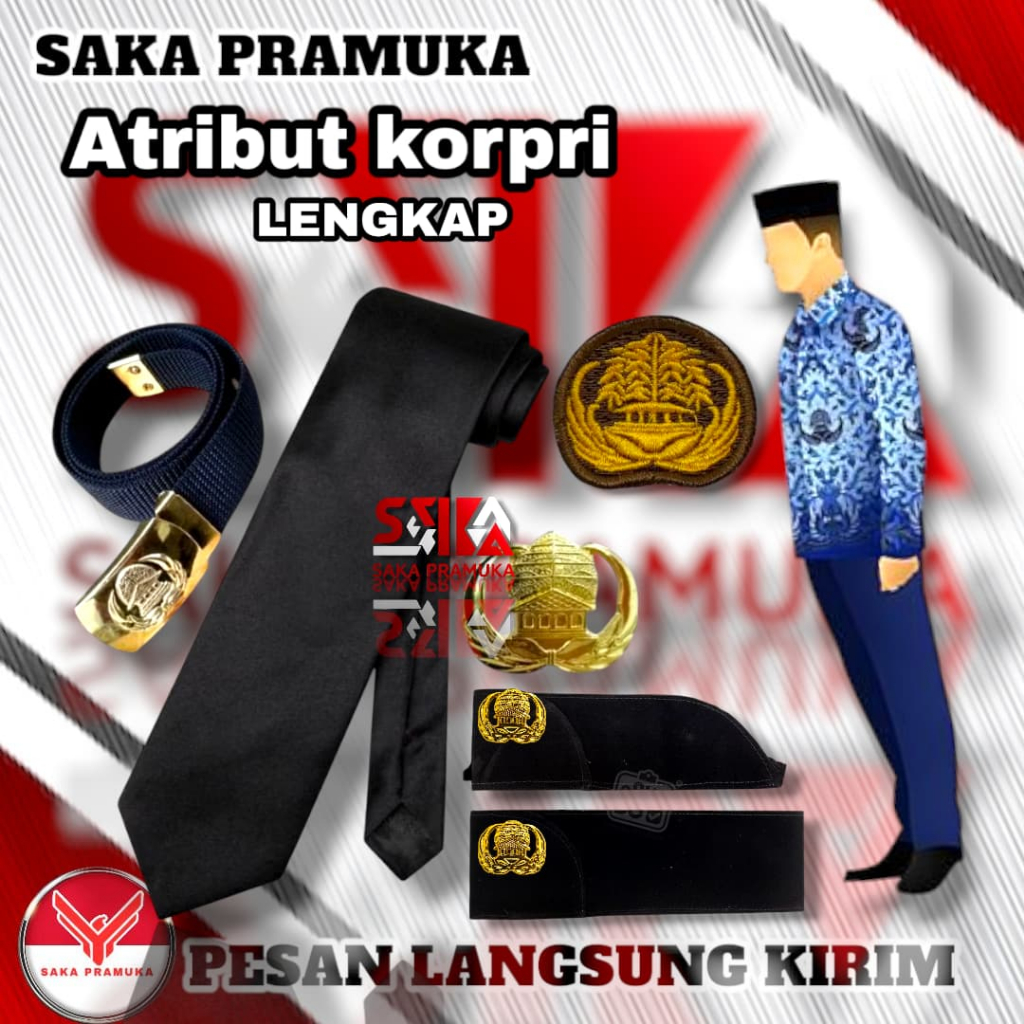 Atribut perlengkapan peci topi dasi pin sabuk PNS ASN korpri bijian