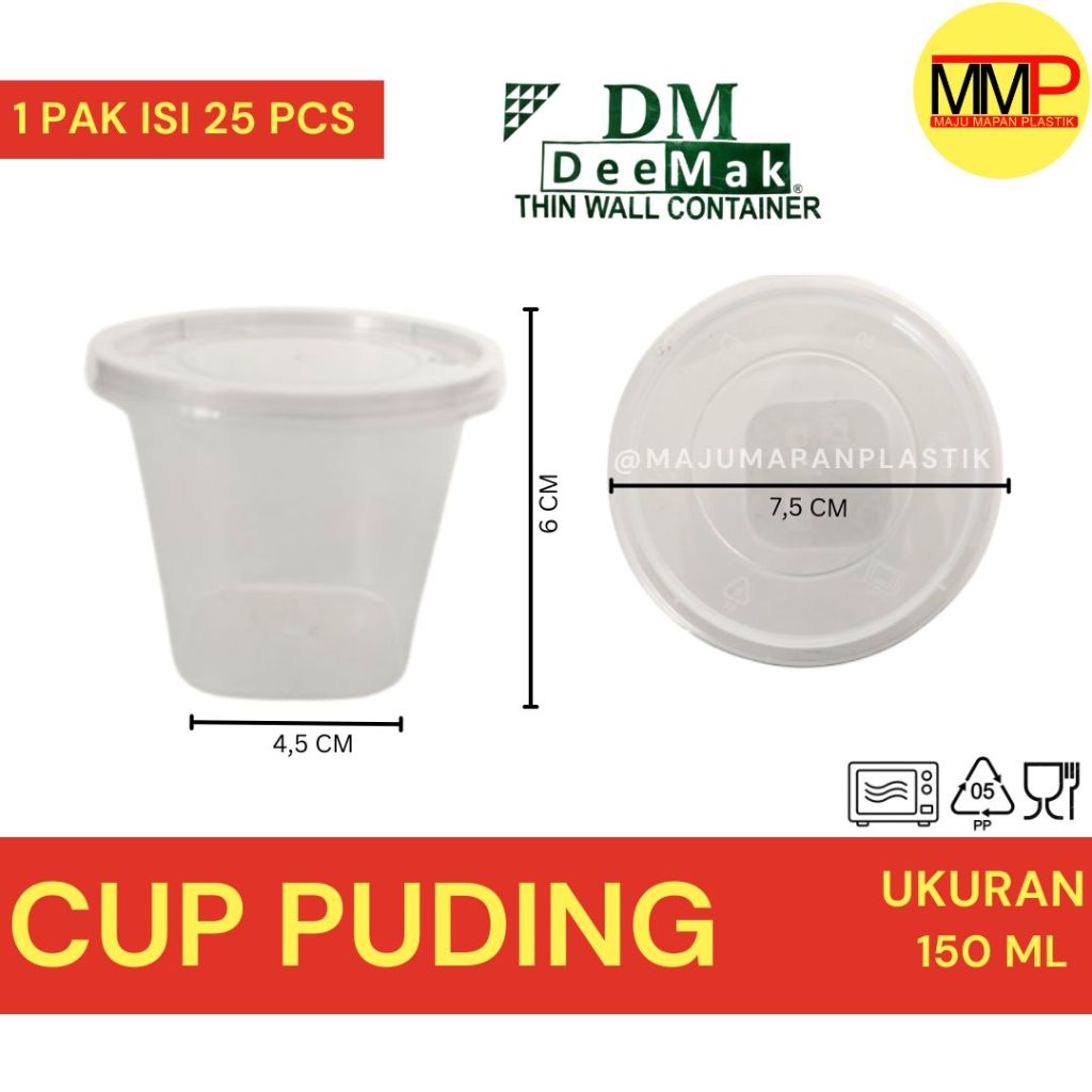 [25 pcs] Thinwall Cup Puding 150ml DM Merpati Kotak / Cup Puding Gelas Pudding