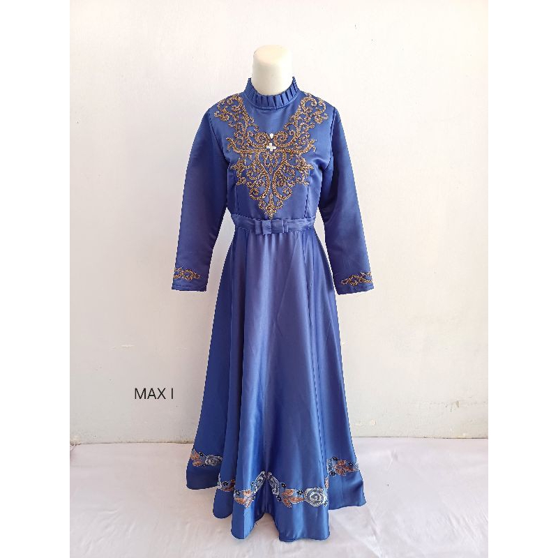 gamis wanita/gamis satin payet/dress satin/max I