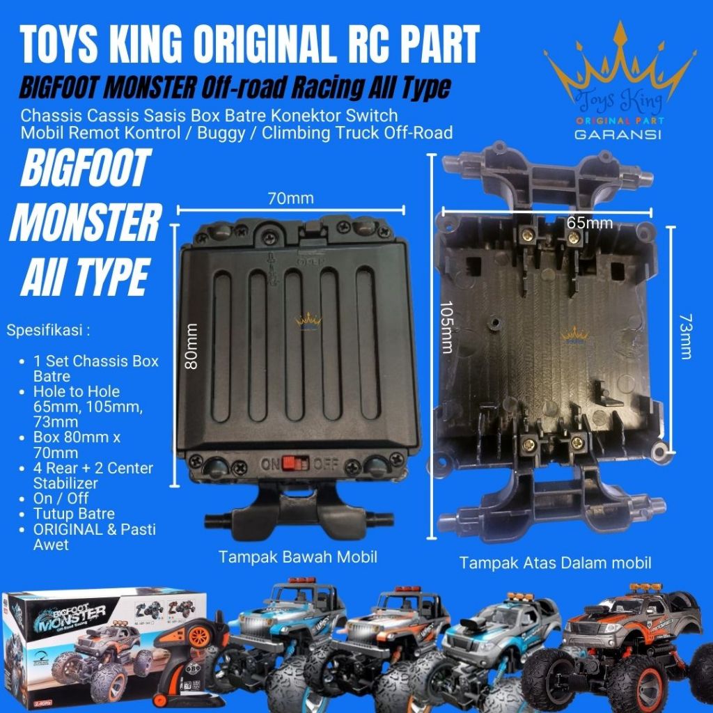 ARIVINDO Chassis Sasis Box Batre Konektor Switch RC Bigfoot Monster All Type RC Original Part