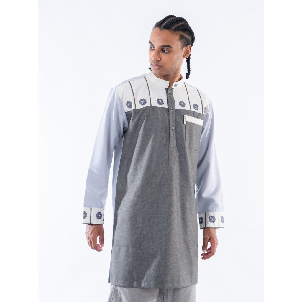 KAMILIANO Kurta Lengan Pendek Pria TABISH - GRAY
