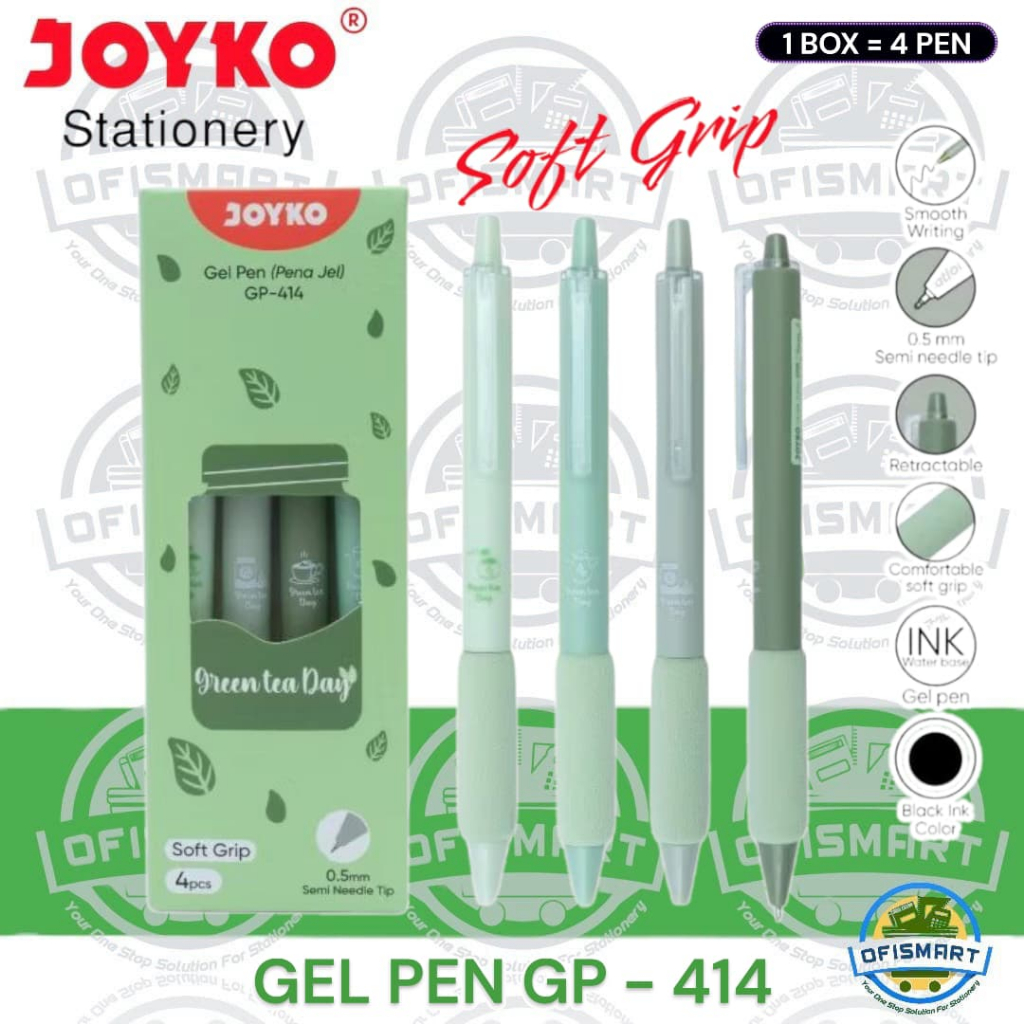 

Joyko Gel Pen Pulpen Pena 0.5mm GP-414 Green Tea Day | @1SET= 4 PCs