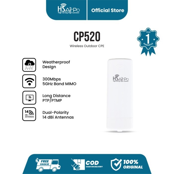 HS AIRPO CP520 - 300Mbps 5.8GHz Wireless Outdoor CPE - Garansi Resmi