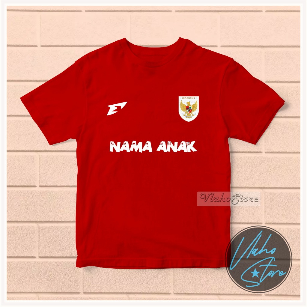 KAOS BAJU BOLA ANAK KIDS USIA 1-12 TAHUN TIMNAS INDONESIA CUSTOM NAMA GRATIS 002
