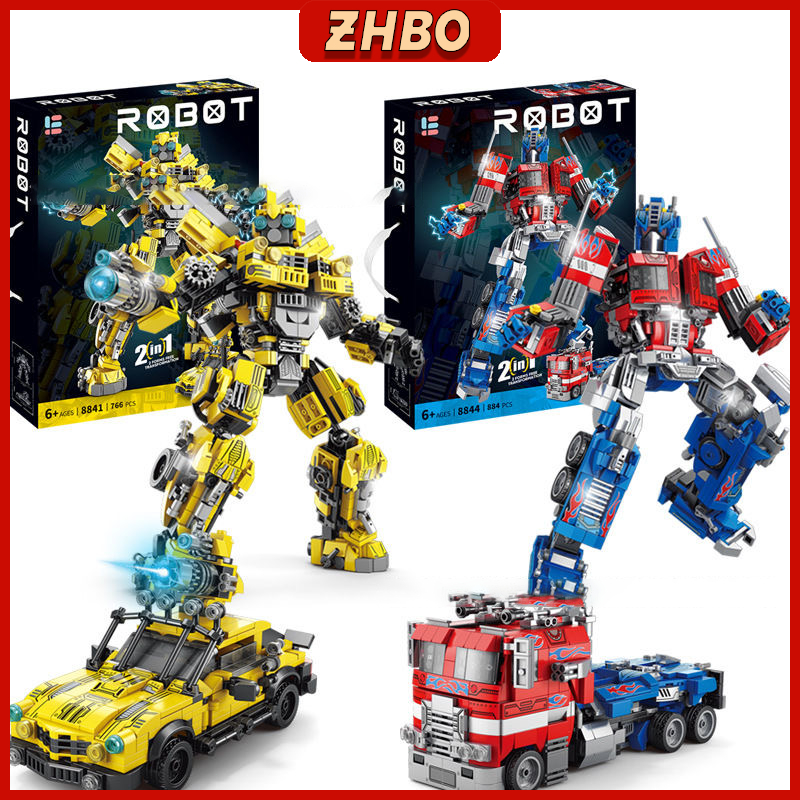 ZHBO Robot Blok Robot Mobil 2in1 Susun Set Hadiah Mainan Pendidikan Untuk Mainan Edukasi Anak