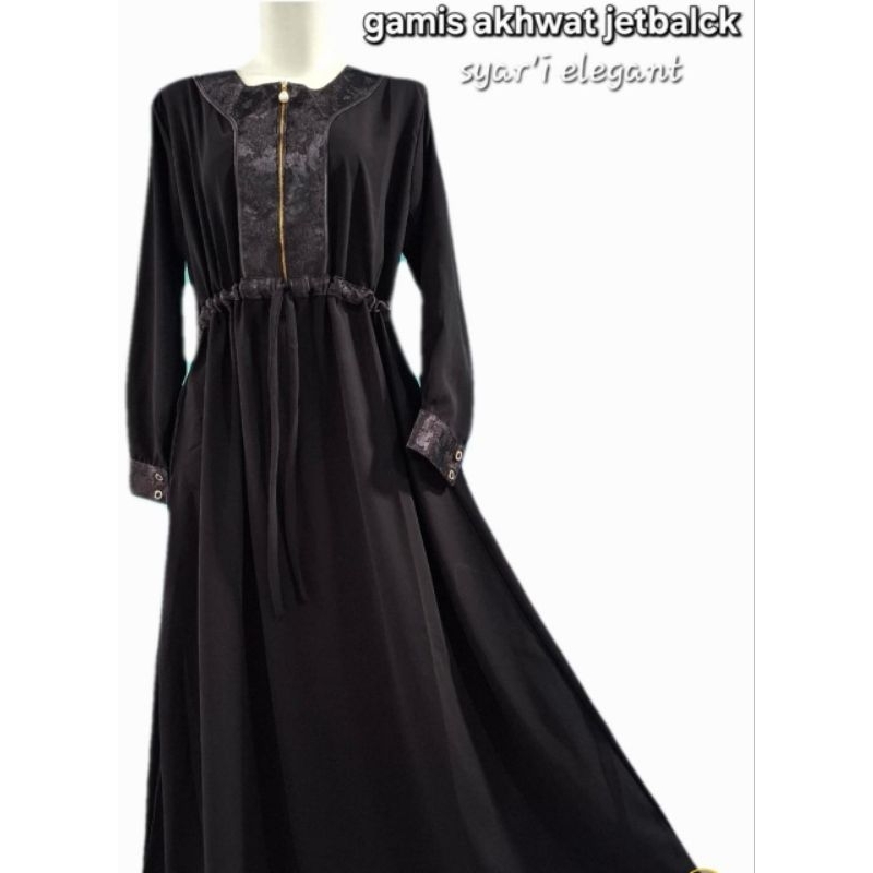 set safar akhwat , setelan jubah jilbab safar jetbalck Leuwitex