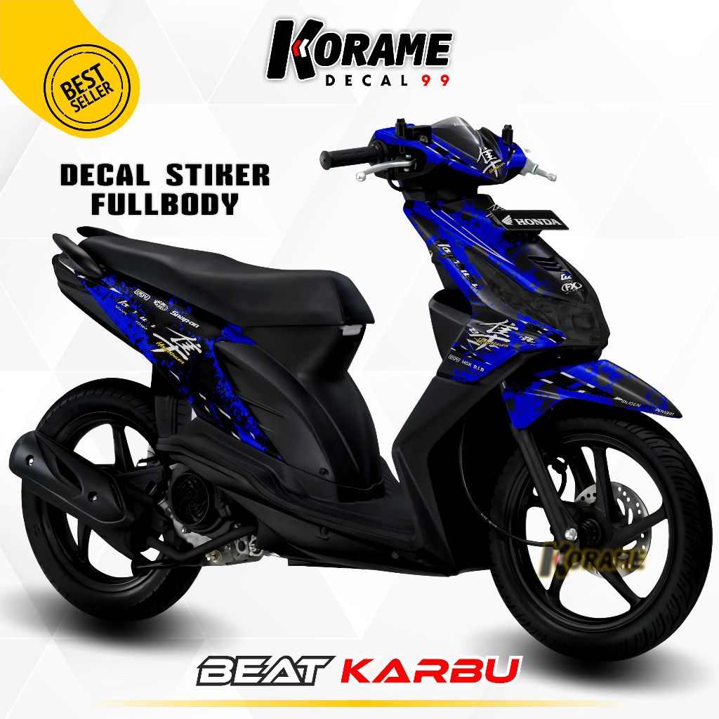 Decal Stiker Fullbody Beat Karbu Hayabusa Biru dan Putih