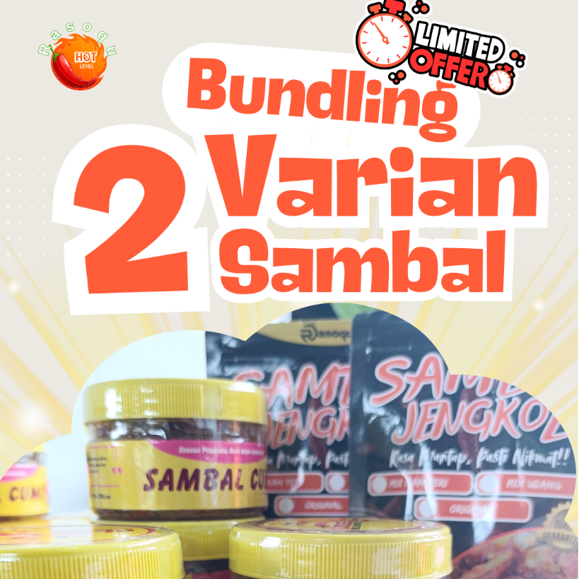 

Paket Bundling 2 Sambal Homemade Pedas Nikmat Praktis Hemat Tahan Lama 300ml - Rasoqu