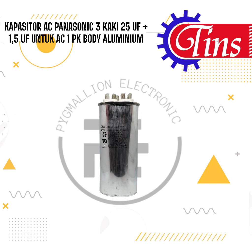 KAPASITOR AC PANASONIC 3 KAKI 25 UF + 1,5 UF UNTUK AC 1 PK BODY ALUMINIUM