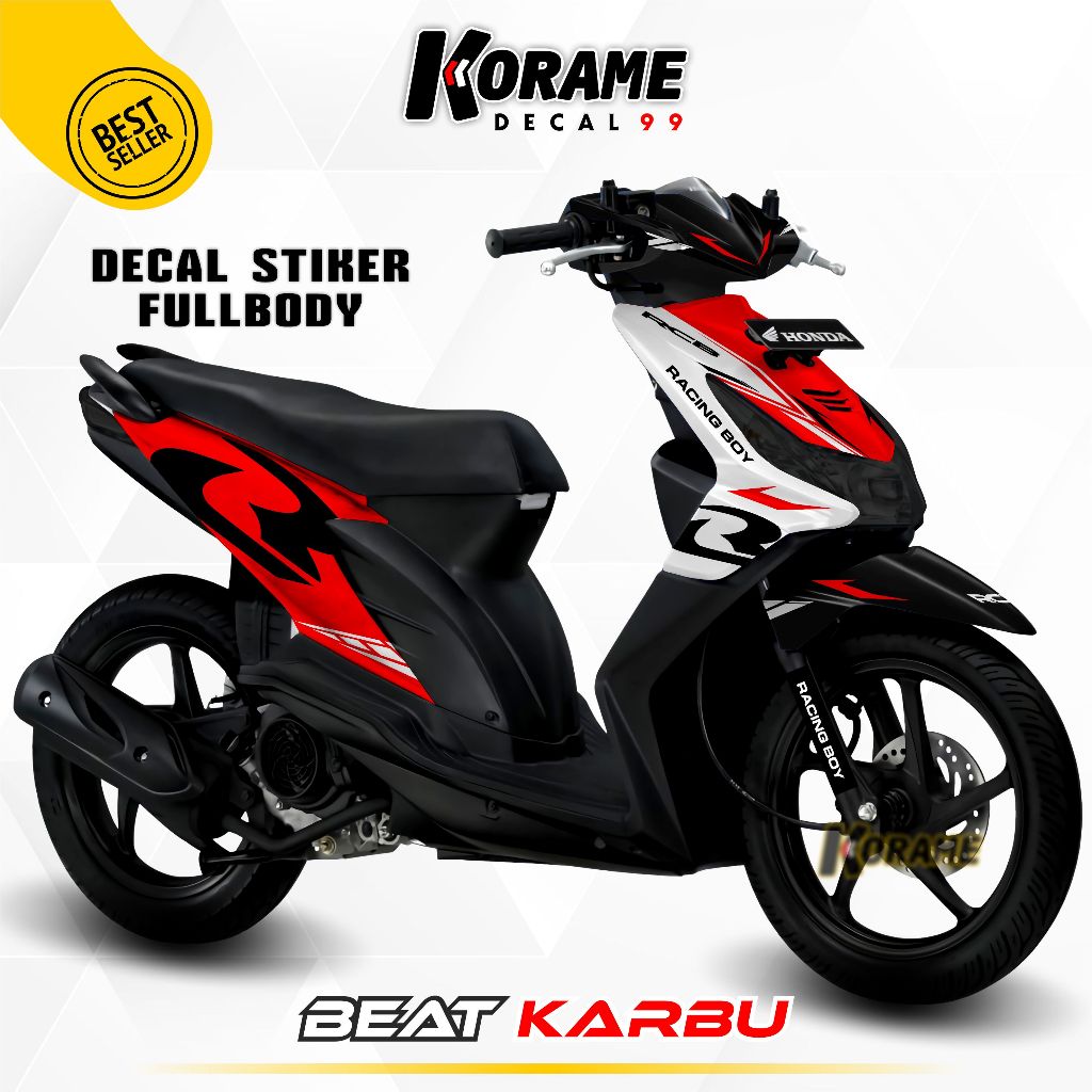 Decal Stiker Beat Karbu Racing Boys Merah Putih Full body
