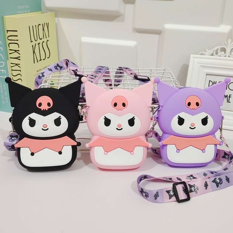 TAS SELEMPANG MINI KUROMI/ SANRIO/ RUBBER/ RESLETING / VIRAL/ TIKTOK/ IMPOR/ COIN PURSE/ DOMPET KOIN