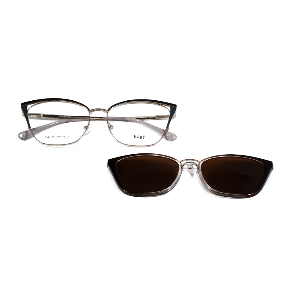Frame EDGY ; 4013 (WITH CLIP ON) ; C3 (GOLD/BROWN-PZ) - 55