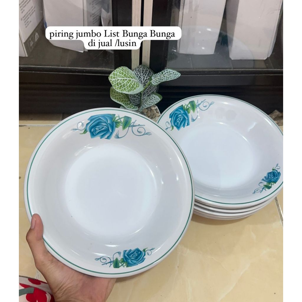PIRING MAKAN JUMBO MOTIF BUNGA / PIRING MAKAN JUMBO KERAMIK 1 LUSIN / SET PIRING MAKAN JUMBO / PIRIN