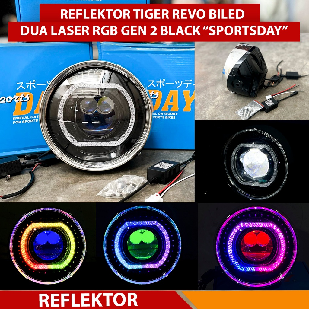 LAMPU DEPAN BILED TIGER REVO SET BATOK DUAL LASER RGB LAMPU BILED TIGER NEW TIGER BARONG OLD REVO TI