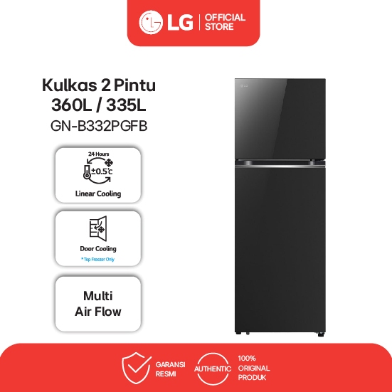 LG Kulkas 2 Pintu 360L / 335L - Linear Cooling - DoorCooling - Multi Air Flow - Moving Ice Maker - I