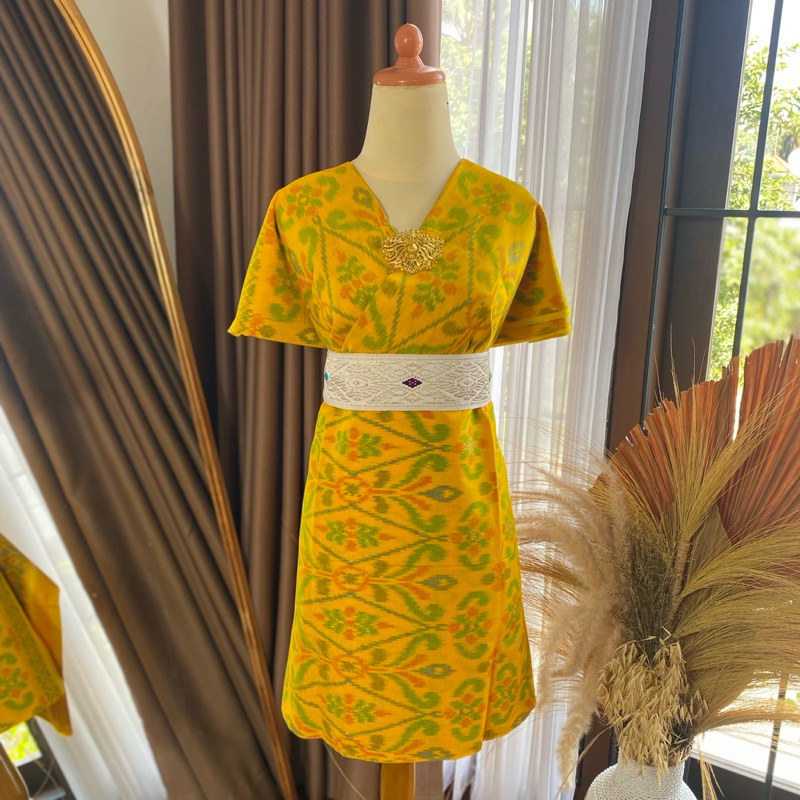 KAIN TENUN ENDEK KHAS BALI MOTIF SONGKET KUNING GRINGSING