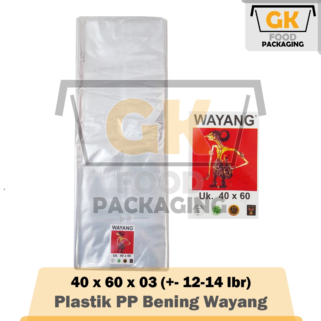 [Grosir] T156 Kantong Plastik PP Transparan uk 40x60x03 isi +- 12-14 lembar Bening Merk Wayang - GK 