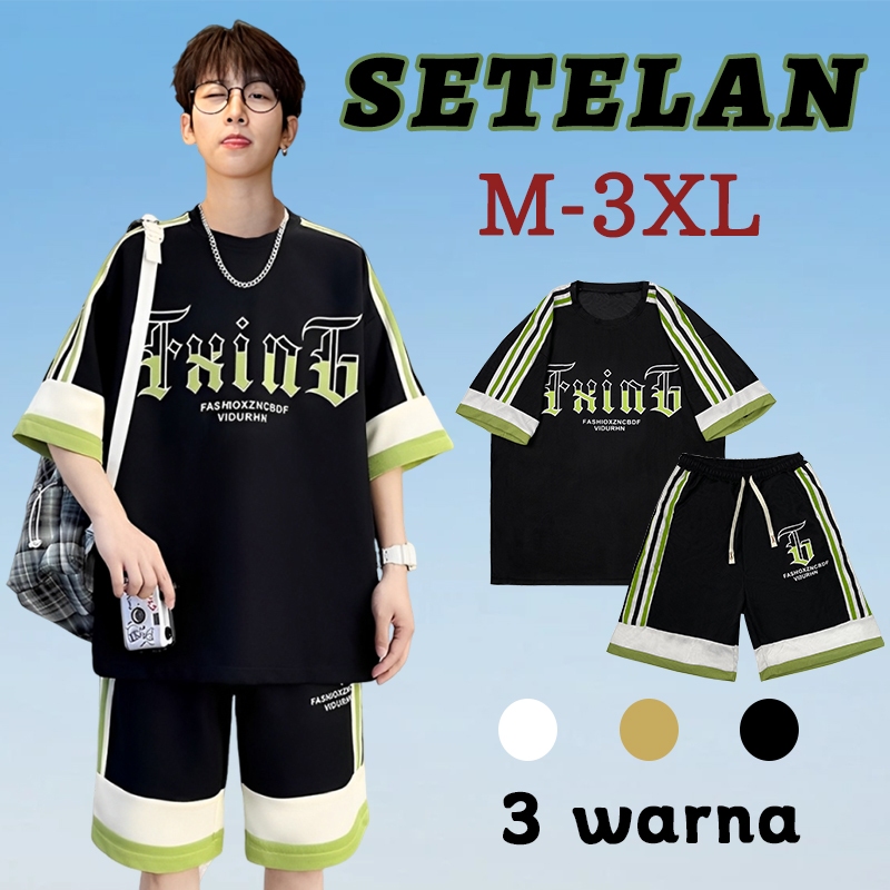 Baju setelan kaos pria premium waffle baju cowok korean style setelan kaos outfit pria baju setelan 