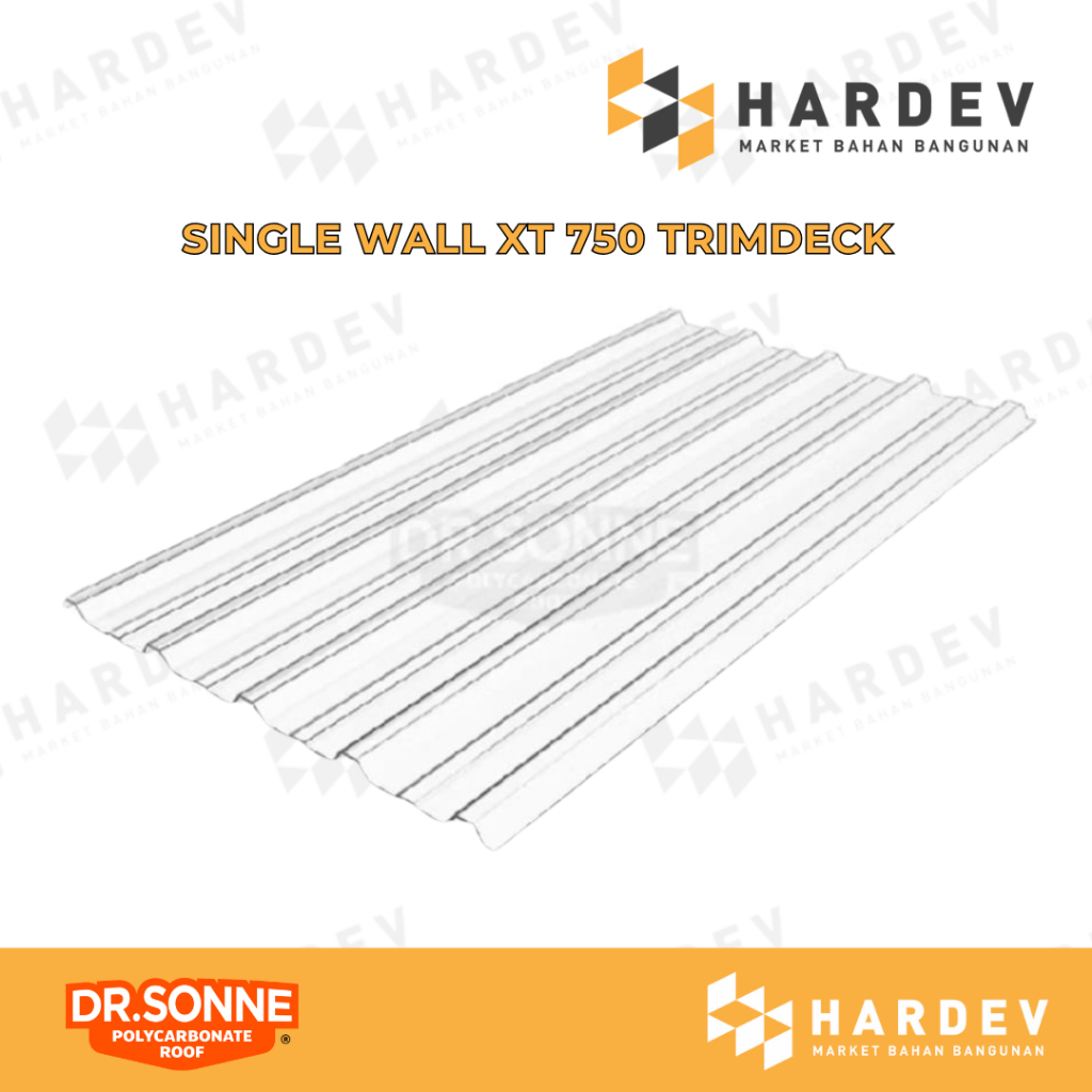 DR.SONNE Single Wall XT 750 mm Trimdeck Clear | Transparan | Atap Spandek