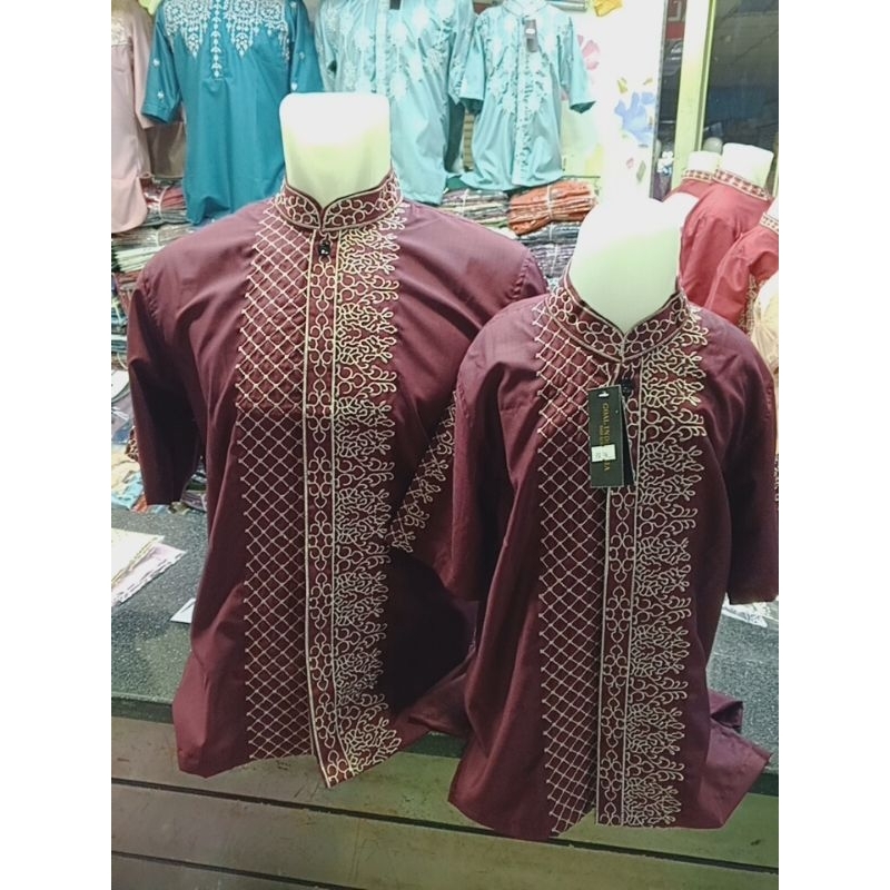 NEW ARRIVAL ✓✓ SET COUPLE KOKO BORDIR AYAH DAN ANAK EDISI LEBARAN//FULL BORDIR GOAL INDONESIA