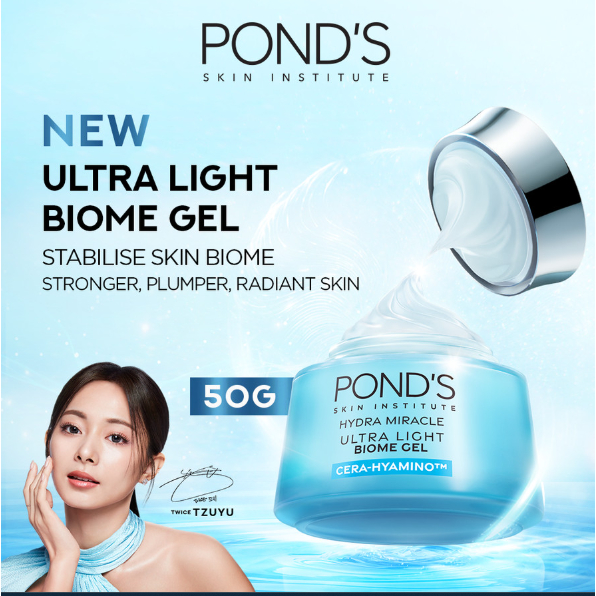 PONDS Hydra Miracle Ultra Light Biome Gel 50 gr Hydrating Moisturizer Cera Hyamino Pelembab Muka Waj