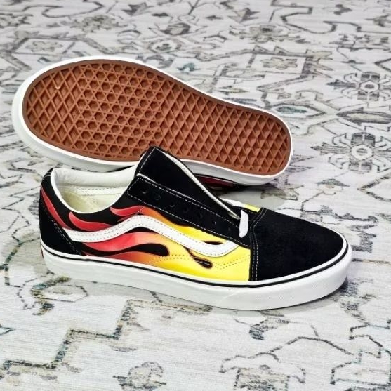Vans Old Skool Flame Black True White (ORIGINAL BNIB RESMI STORE LUAR)