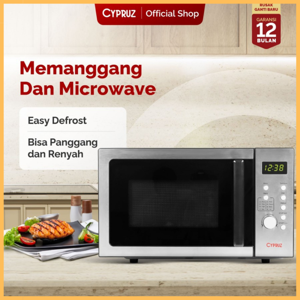 Cypruz Digital Microwave Grill 23L ME-0001 Oven Listrik Multifungsi Low Watt Pemanas Makanan Grill