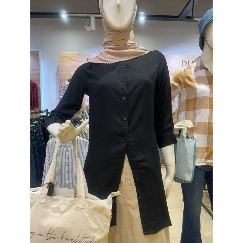 TUNIK DUST WANITA WARNA HITAM POLOS LENGAN PANJANG