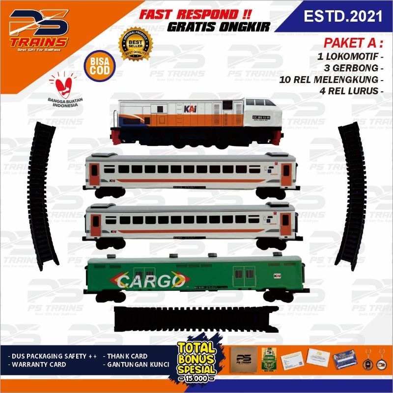 [ MESIN ] MAINAN KERETA API INDONESIA, CC203 EKONOMI PUTIH CARGO