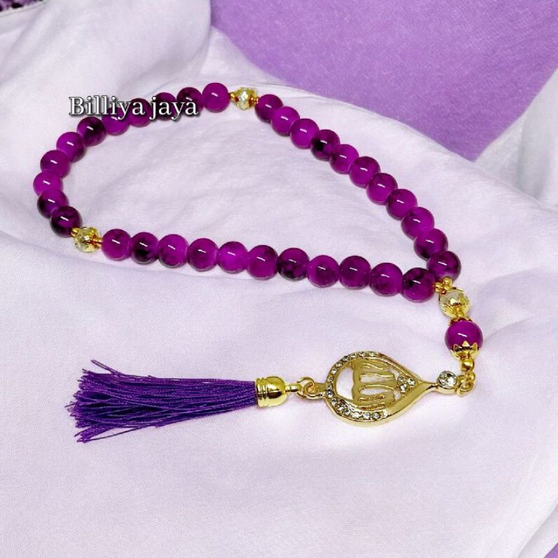 TASBIH BATU PIRUS UNGU+LAFADZ ALLAH 10MM 33 BUTIR