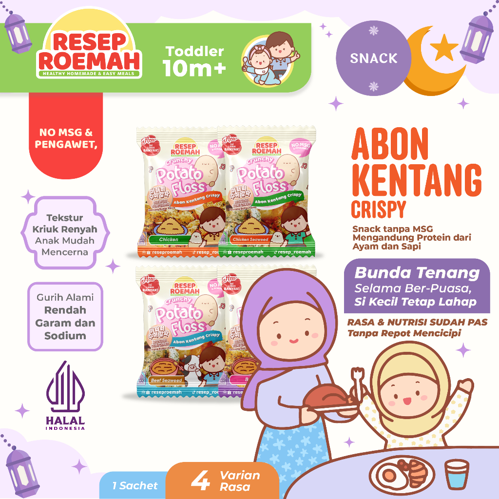 

Resep Roemah Kentang Abon Crispy Anak / Crunchy Potato Floss / Kentang Butter Korea / Kentang Abon Ayam Sapi Ikan Premium / BB Booster Beef Chicken Fish Floss / MPASI Bayi Anti GTM / Halal No MSG