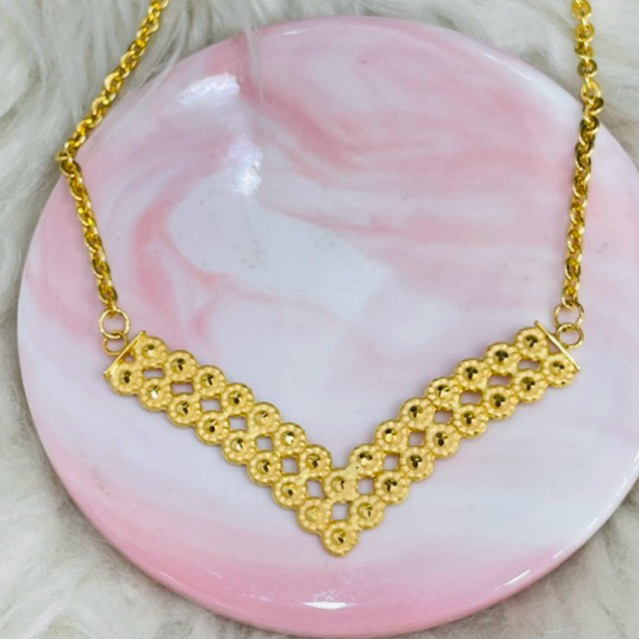 kalung aurel fancy bunga mini kerawang emas asli kadar 700