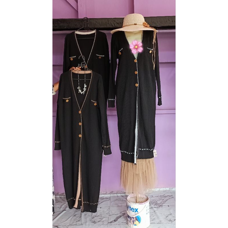 Longdress rajut/dress rajut/gamis rajut/cardigan rajut premium