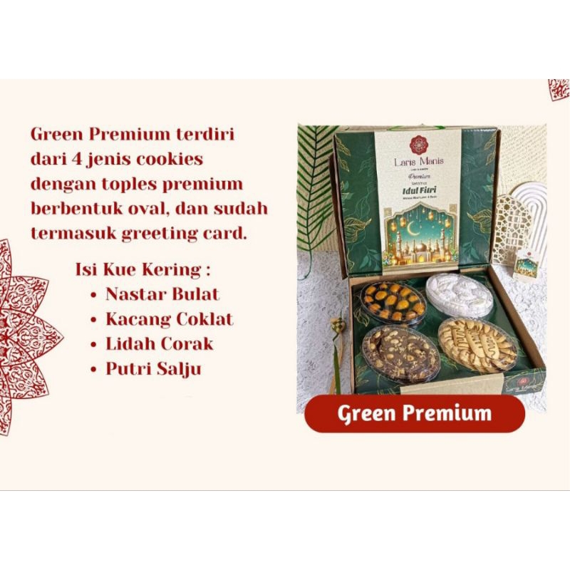 

HAMPERS PAKET KUE LEBARAN PREMIUM TERMURAH PREMIUM - Green premium