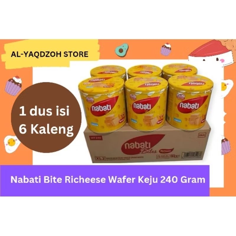 

Nabati Bites Richeese | Wafer Keju Kaleng 240 Gram | 1 Dus isi 6 Kelang