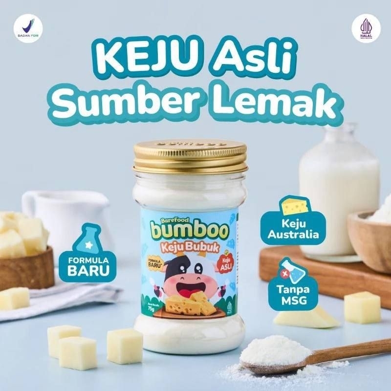 

BUMBOO Keju Bubuk Asli - Keju Anak Sumber Lemak & Protein - Keju Cheddar Australia - Keju MPASI