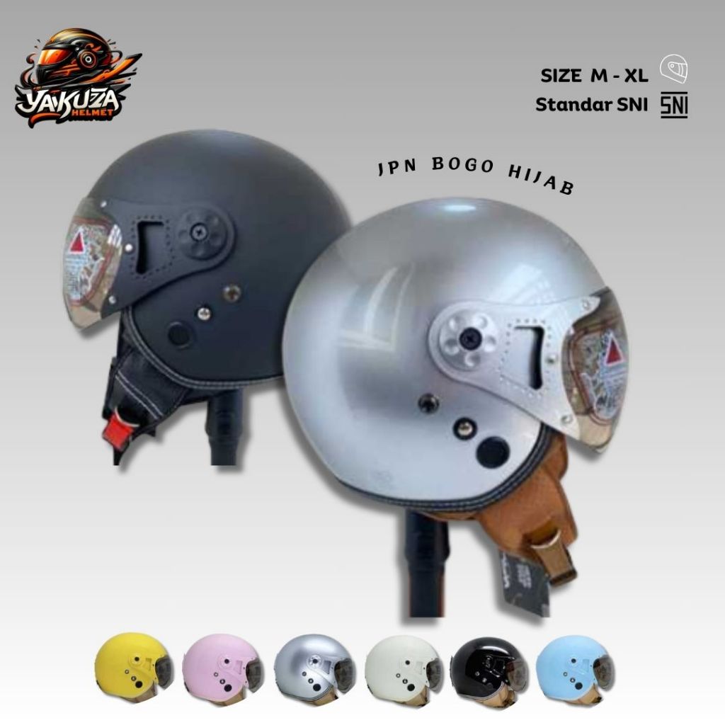 HELM BOGO RETRO JPN HIJAB PILOT SMOKE STANDART ORIGINAL SNI