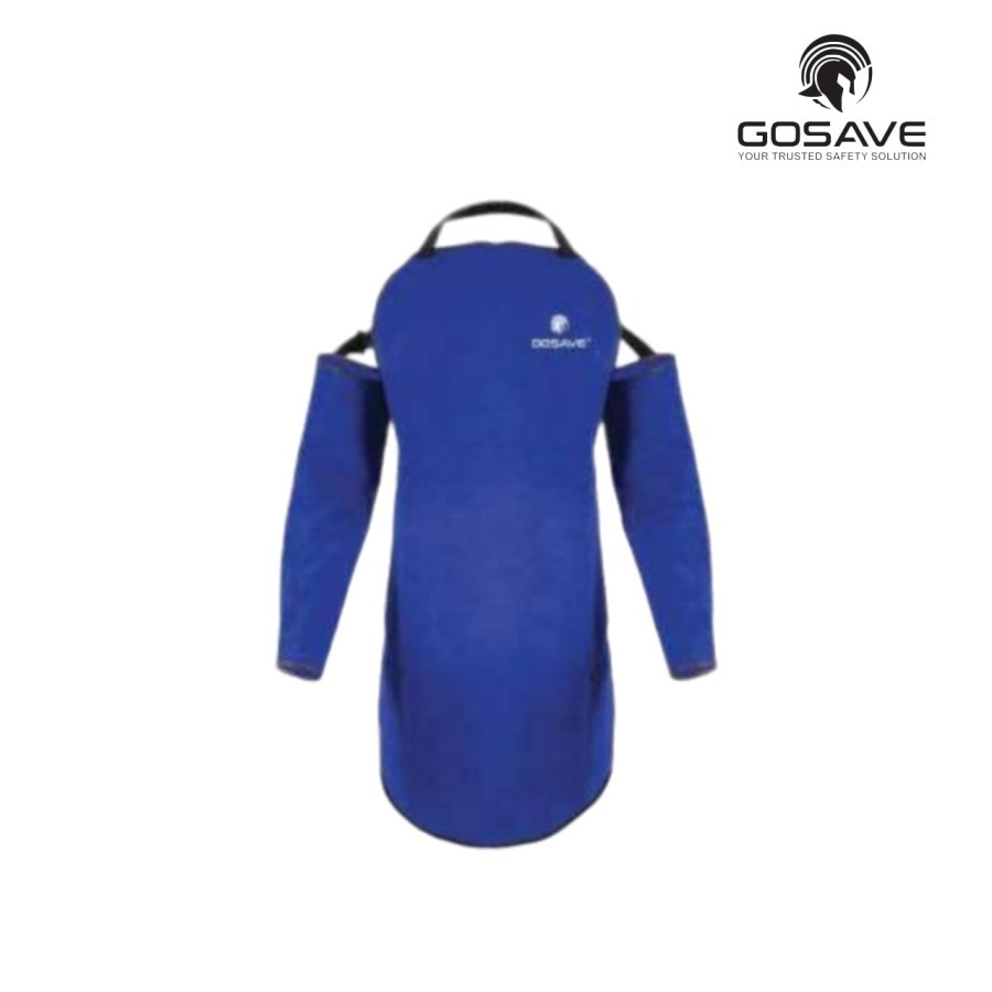 Apron Las Set GOSAVE Kulit Badan + Tangan Seragam Baju Las Safety Apron Las Set Bahan Kulit GOSAVE B