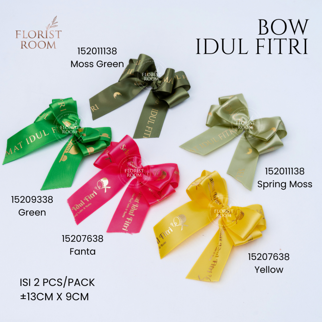 

[PO] 2 pcs Bow Satin Idul Fitri - Eid Mubarak - Hampers Lebaran - Gift box - Pita jadi