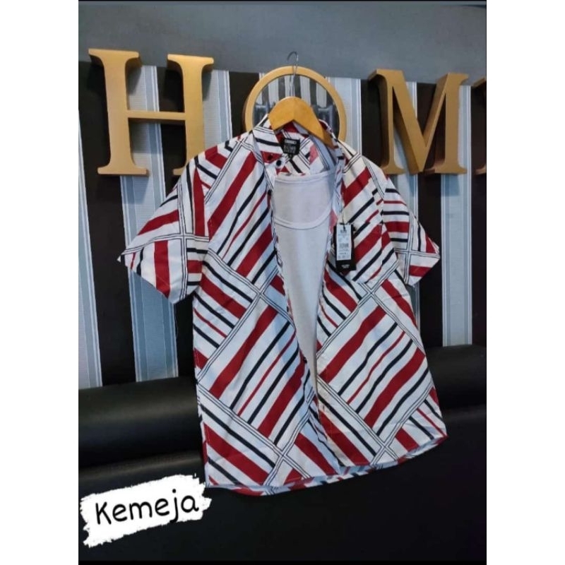 Kemeja Cowok Motif/Atasan Kemeja Kekinian/Kemeja motif boombogie