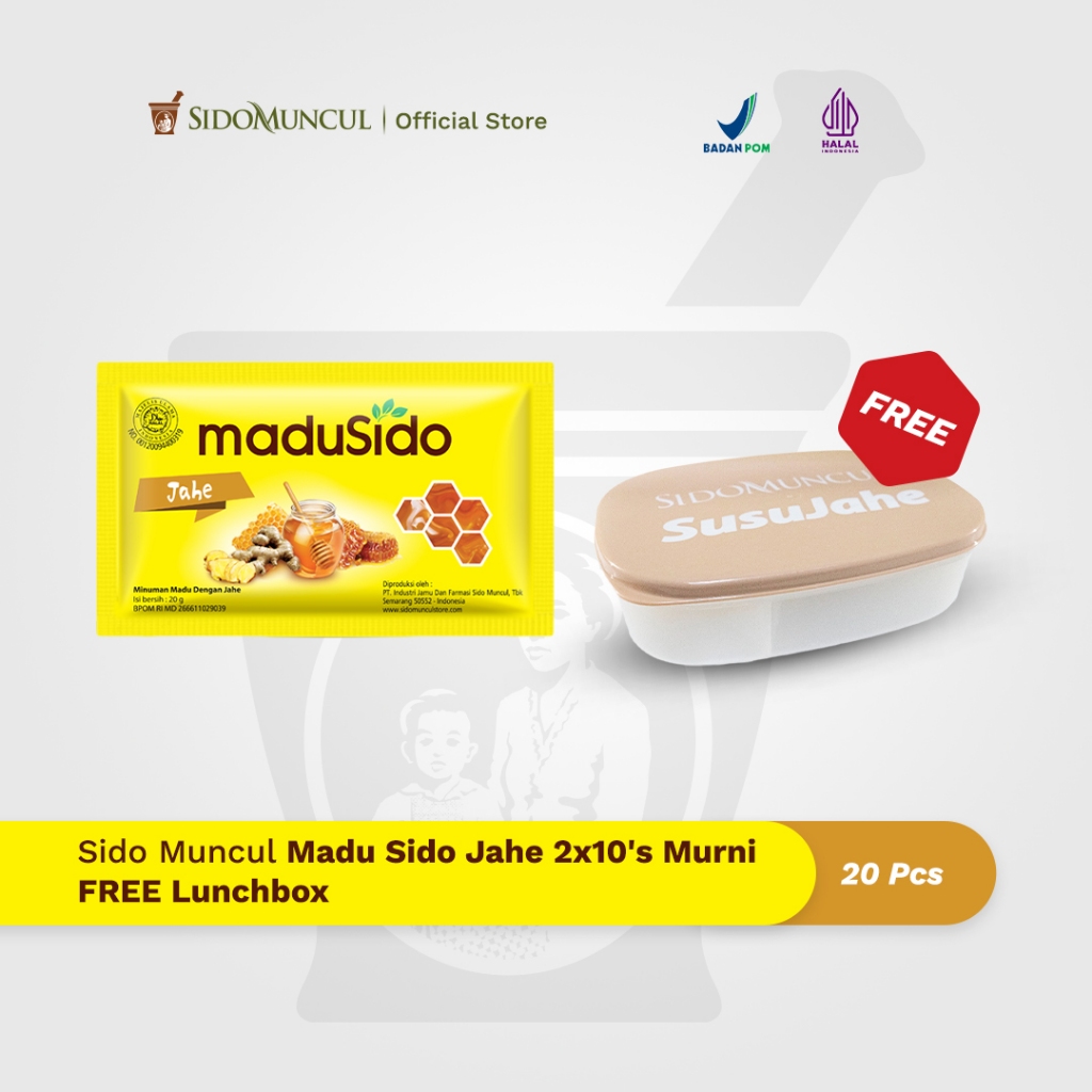 

Sido Muncul Madu Sido Jahe 2x10's Murni FREE Lunchbox