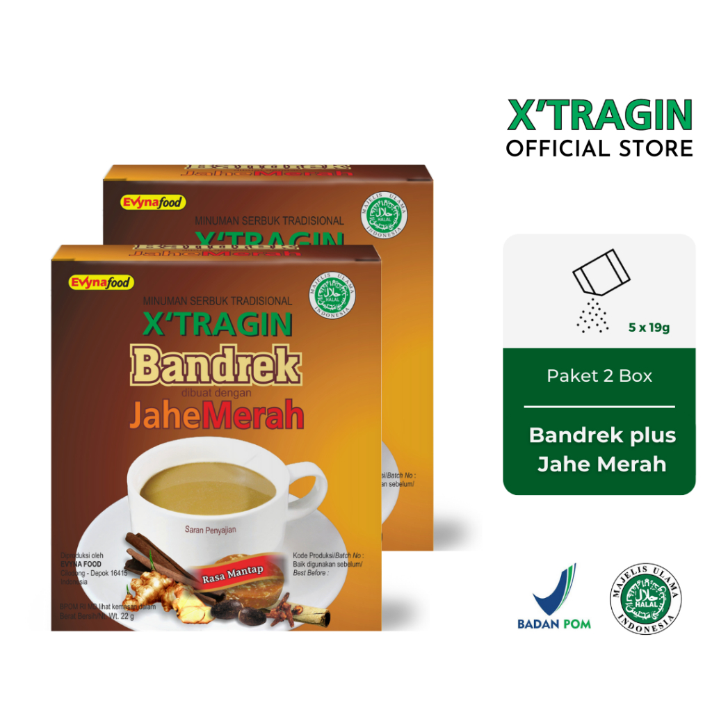 

X'Tragin Bandrek dengan Jahe Merah Minuman Serbuk Twin Pack