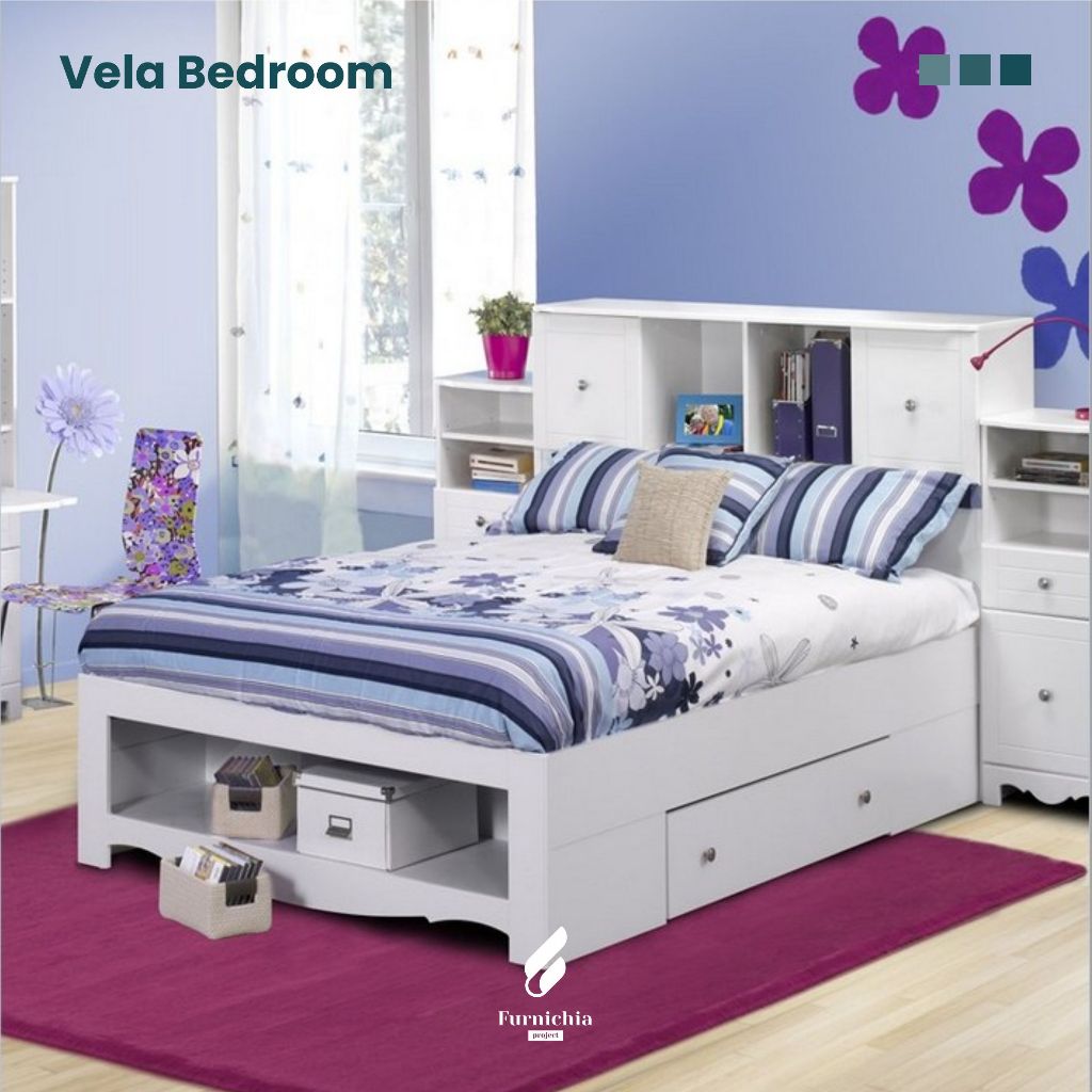 Kamar tidur anak cat putih, Ranjang tidur anak dan lemari, Kamar tidur, Tempat tidur anak dan lemari